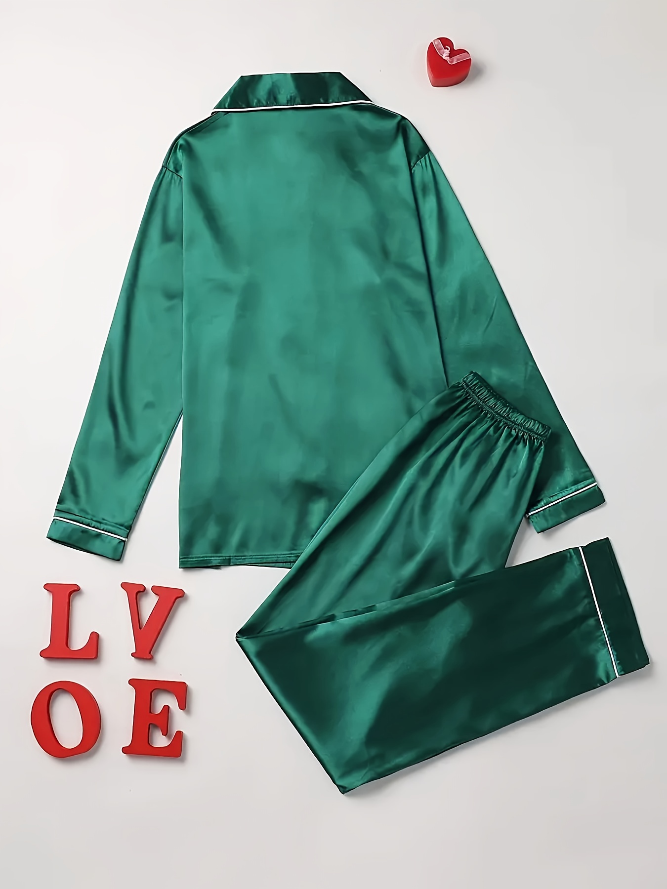 Elegant Pajama Set - Womens - Rich Green Color - 6 Size Options - ApolloBox