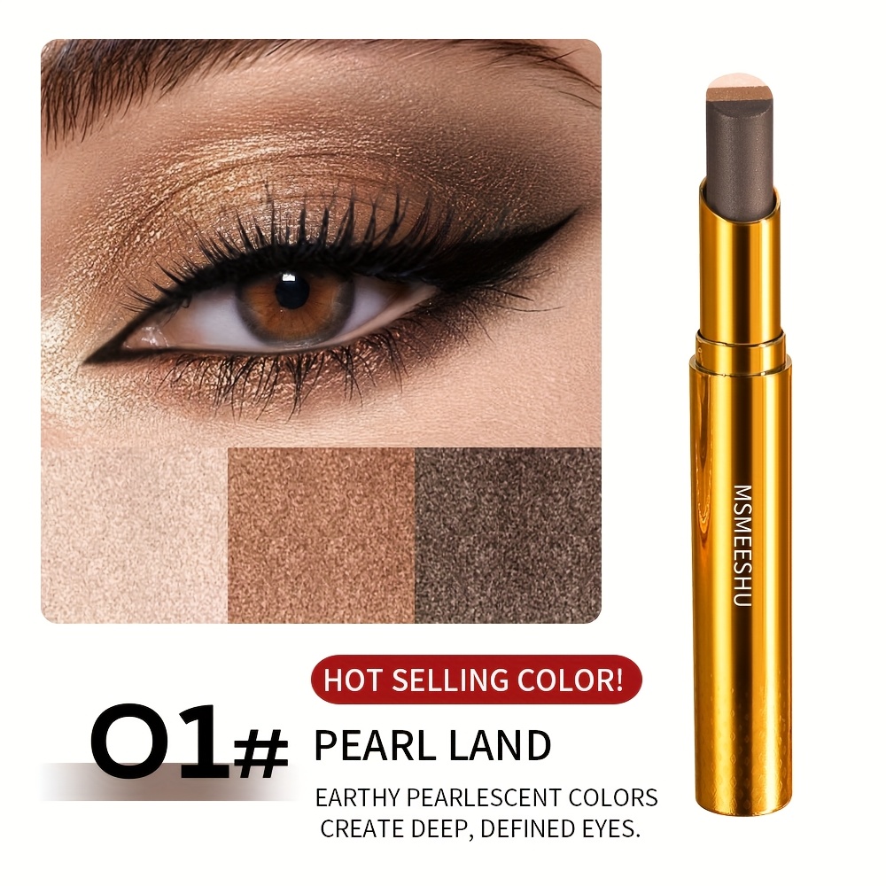 TEMU 3-color Eyeshadow Stick, Waterproof & Sweatproof, Easy Eye Makeup, Matte & Shimmer Nude Shades, 4 Options, Ideal Holiday Gift.