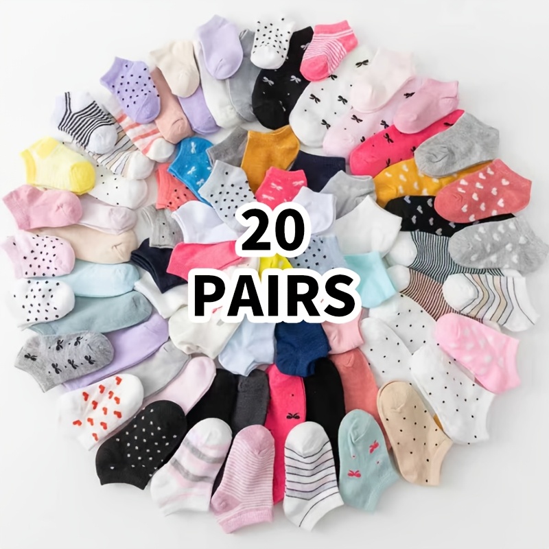 Image of Random 10/20-pair Children' Color Comfortable Breathable Fashion Socks And Socks, Suitable For Children' Casual Wear, Polka Dot Socks