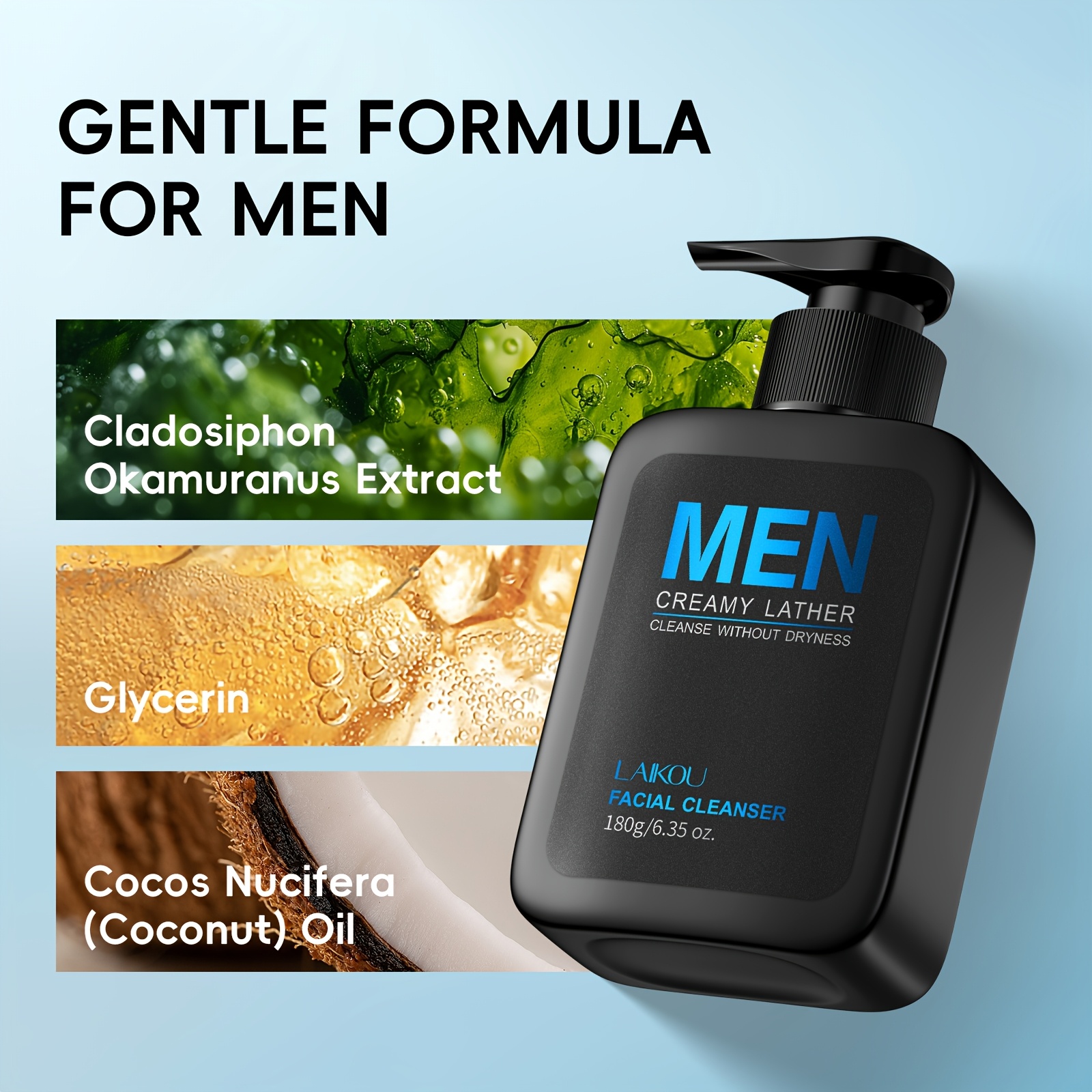 LAIKOU Men's Grooming Skincare Set, Christmas Gift Box Set, with Face Wash 180g/6.35oz, Tightening Serum 30ml/1.01fl.oz, Day Cream & Night Moisturizer 30g/1.06oz, Skin Tint Foundation Gift, Infused with Niacinamide, Hyaluronic Acid
