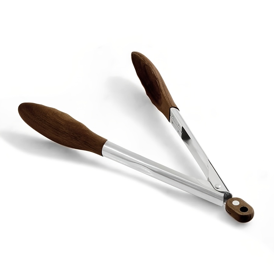 E-shop Küchenzange zum Kochen mit Holzspitzen - Holzzange ideal für BBQ, Salat, Toastgerät, Brot und Gurken - Hergestellt aus natürlichem Walnussholz,
