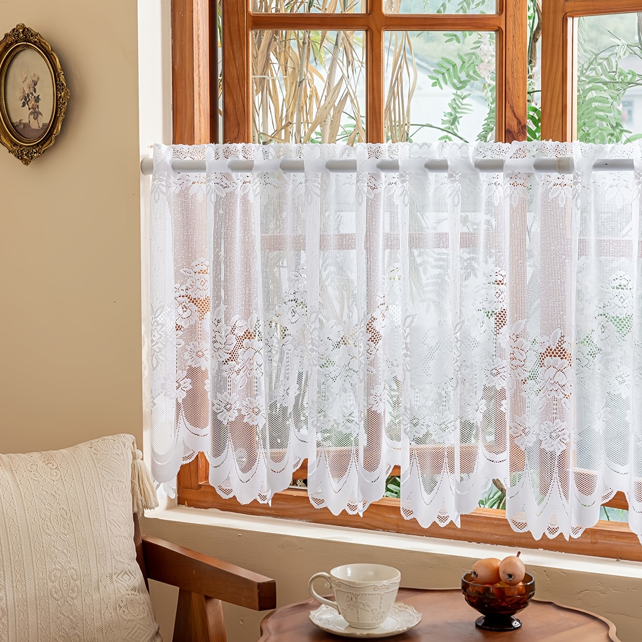 TEMU 1 Panel Bohemian Jacquard Sheer Curtain Panel With Rod - Suitable For, Lightweight Breathable Fabric Suitable For Bedroom, Balcony Dividers,