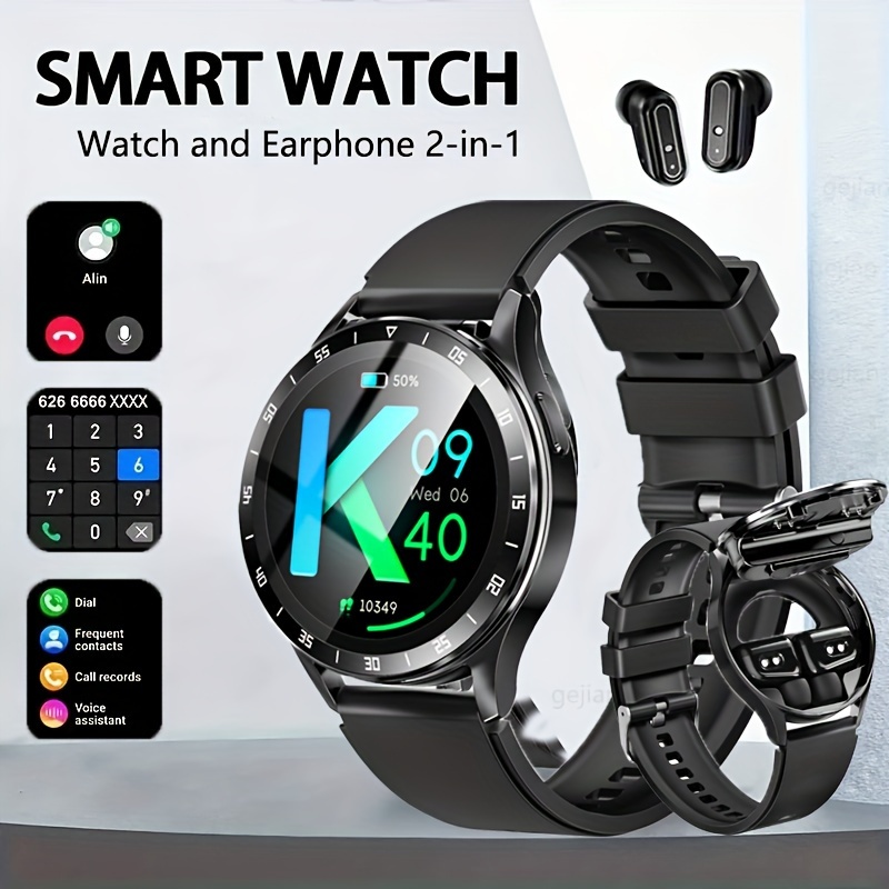 

Écouteurs Fashion X10 Smartwatch, Écouteurs sans fil TWS 2 en 1, Appel (réponse/appel), NFC, Montre de sport de fitness à écran tactile complet de 1.39 pouces pour hommes, Écouteurs intégrés