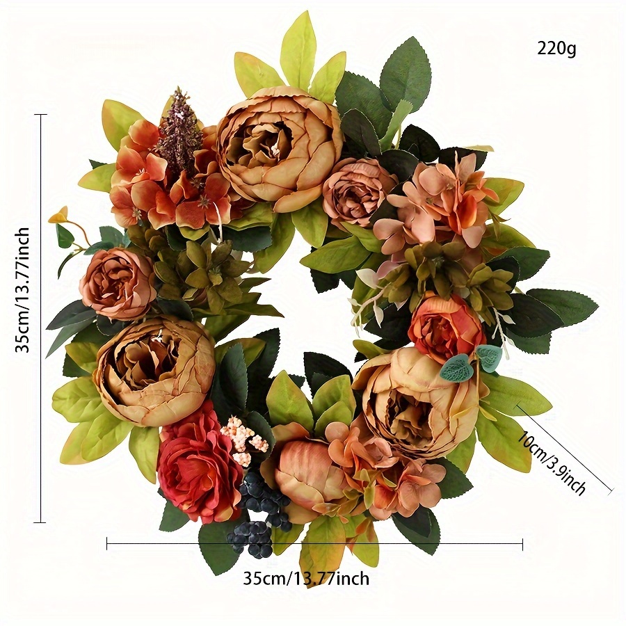 E-shop Realistischer Pfingstrosen Dekokranz Türhänger Champagnerfarbene Blumendekoration Kränze Hochzeitsdekoration Requisiten Partydeko Hängekranz für