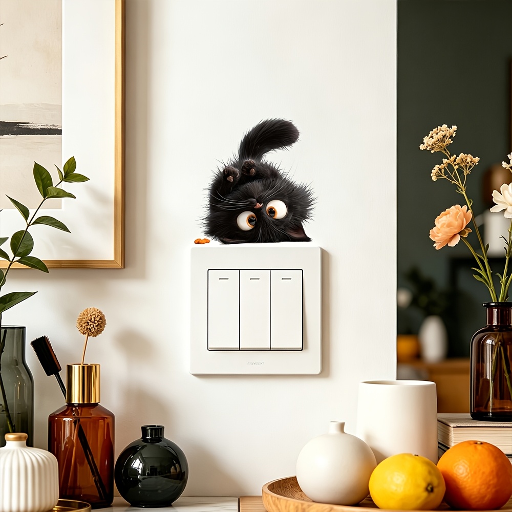 Cute Black Cat Switch Sticker for Home Decor