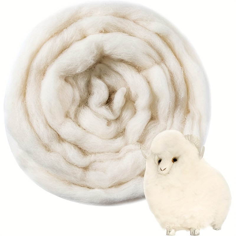 

White Roving 3.5oz (100g) - Felting For Beginners And Adults, Needle Felting Yarn, Bulk Fiber For Diy Craft Projects