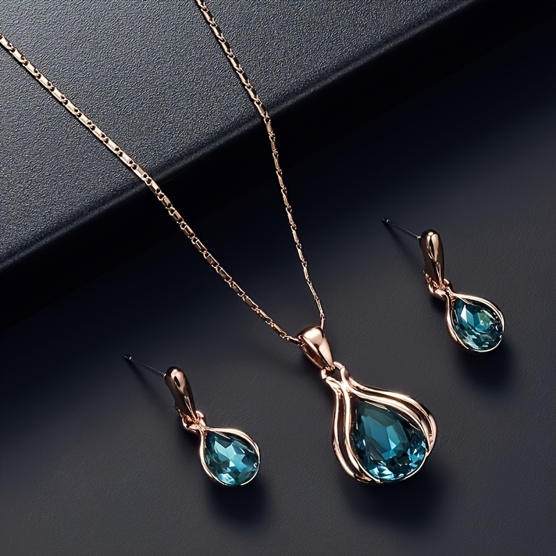 

Fashion Necklace And Earring Set - Unique And Versatile Design With Dazzling Pendant - Fashionable Luxury Women's Jewelry - Perfect Daily And Anniversary Gifts