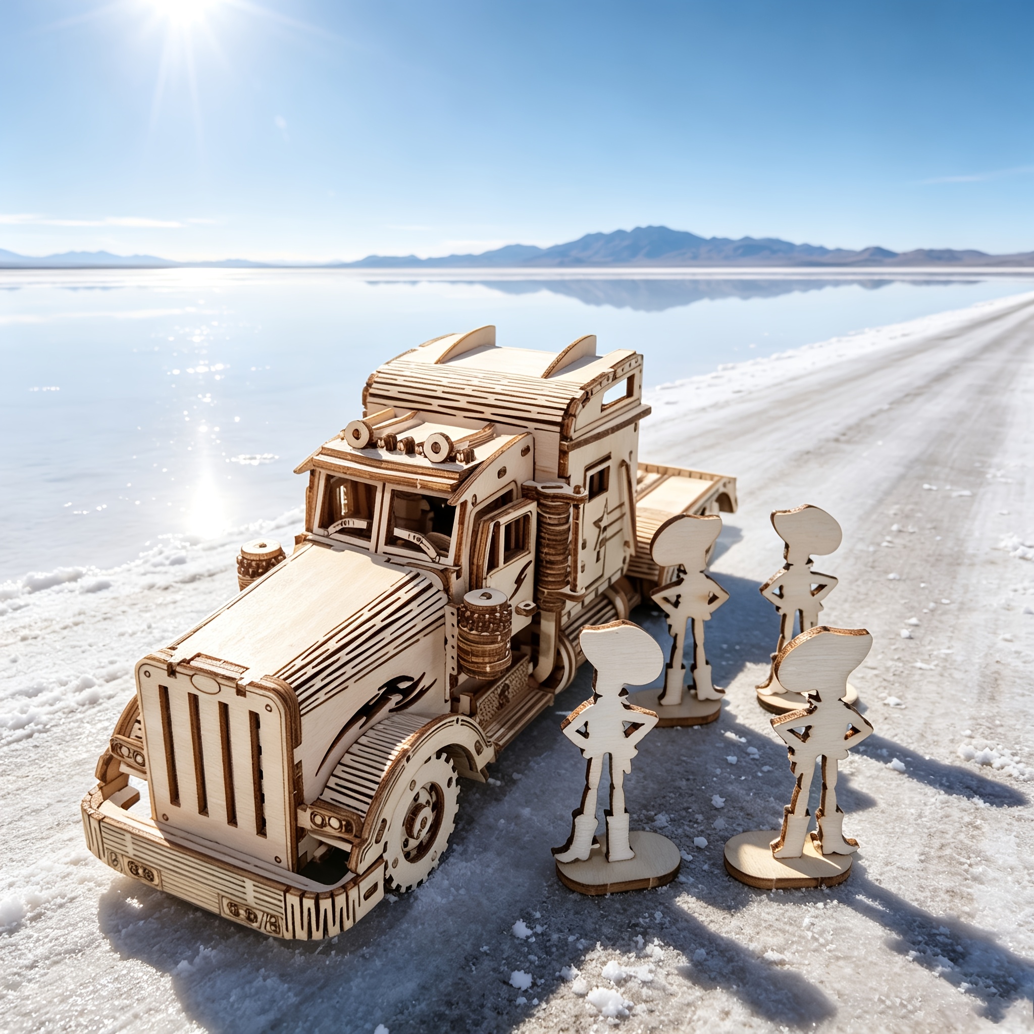 American-Style Heavy-Duty Tractor-Trailer 3D Wooden Puzzle Set