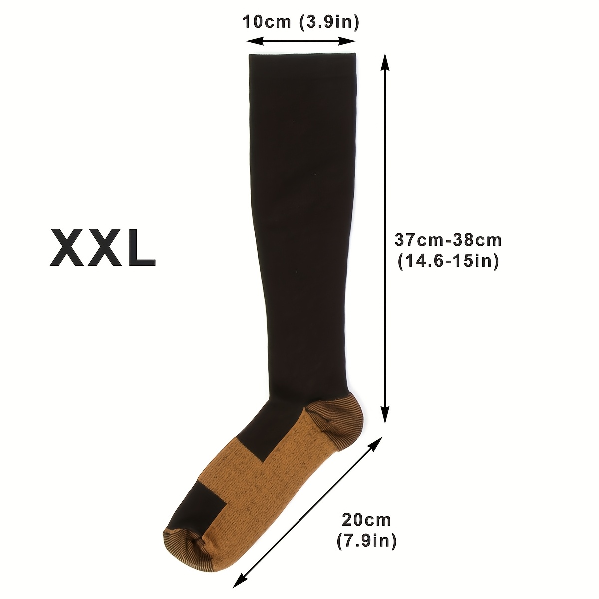 5 Pairs 20-30Mmhg Copper Compression Socks