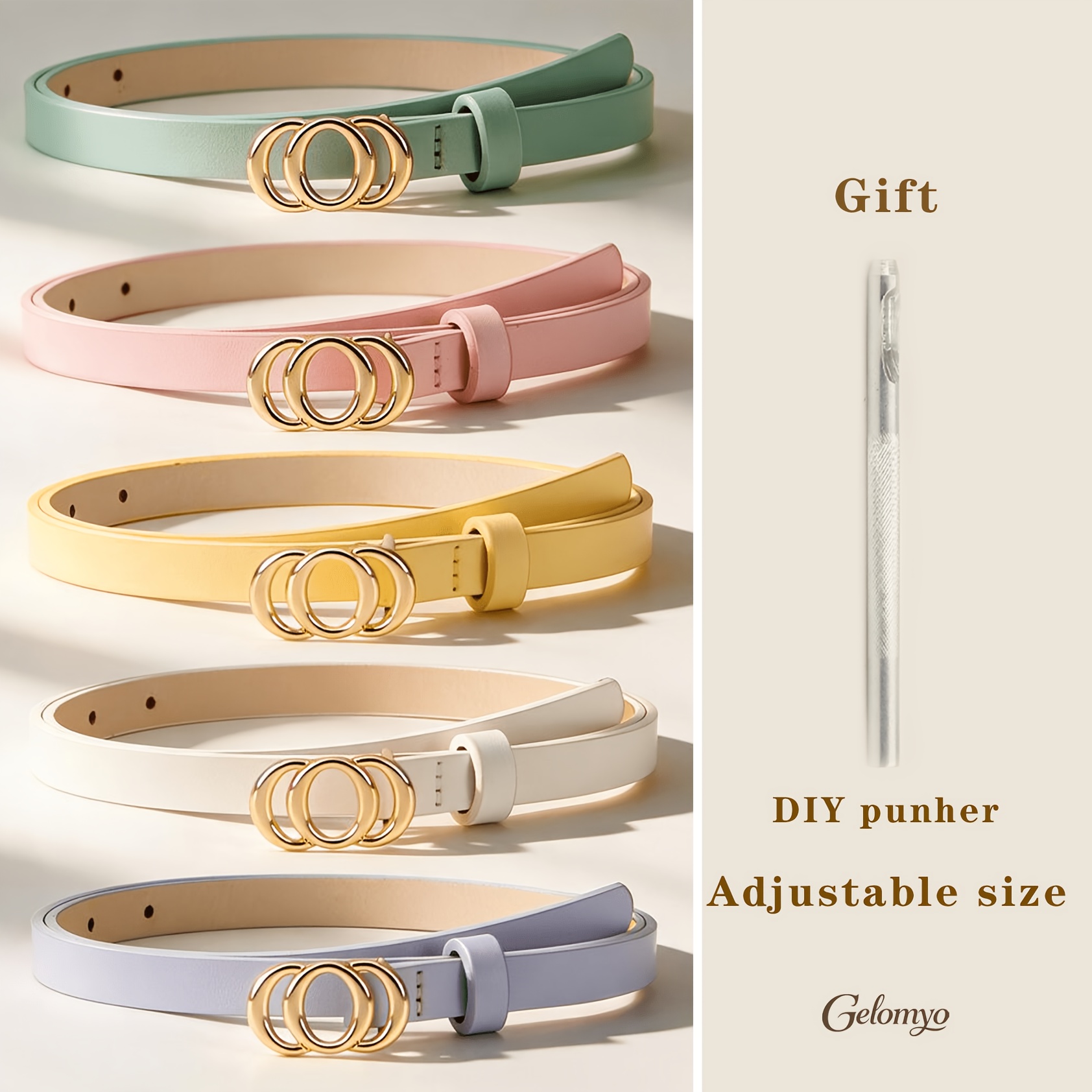 TEMU 5pcs Women's Slim Waist Belts, Decorative Belts, Casual And Elegant Style, Handmade Light , Simple And Stylish, For Daily Commuting, Wearable In