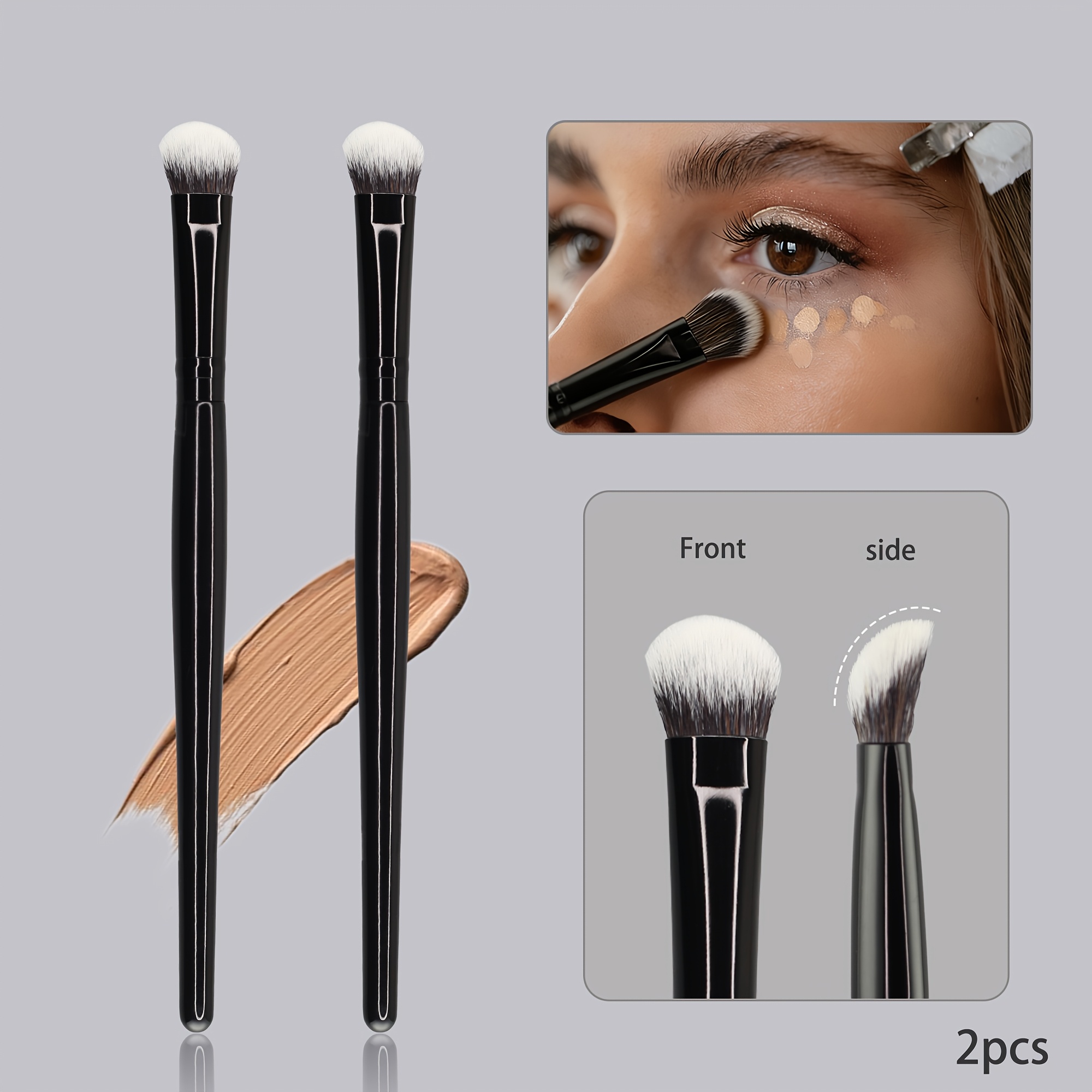 Image of Concealer Makeup Brush, 1pc, Slanted -shaped Brush Head Conceals Dark Circles And Blemishes, Suitable For Brightening And Concealing, Ethically Made Tested. Concealer And Other Cream Products For A