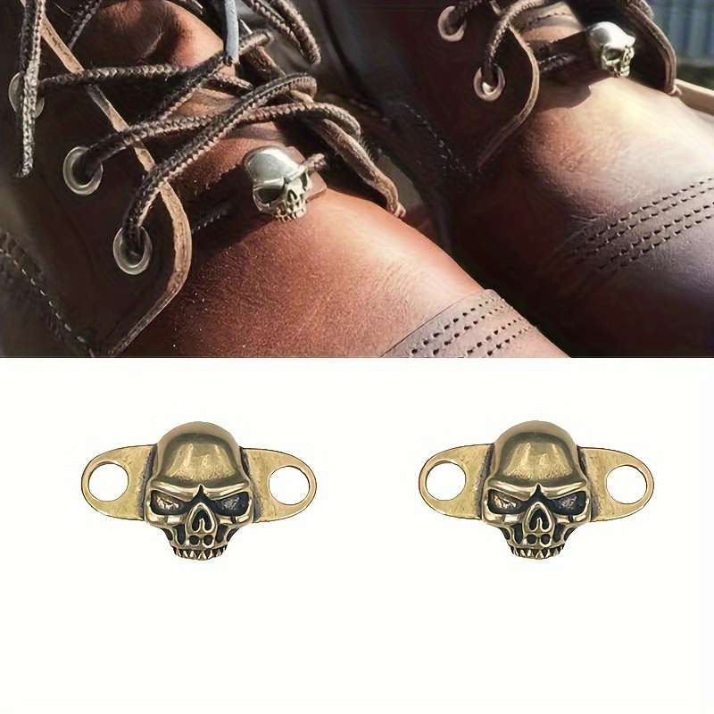 

Vintage Halloween Skull Shoe Buckles - 1 Pair, Copper Alloy Boot Lace Decorations, Diy Shoe Accessories