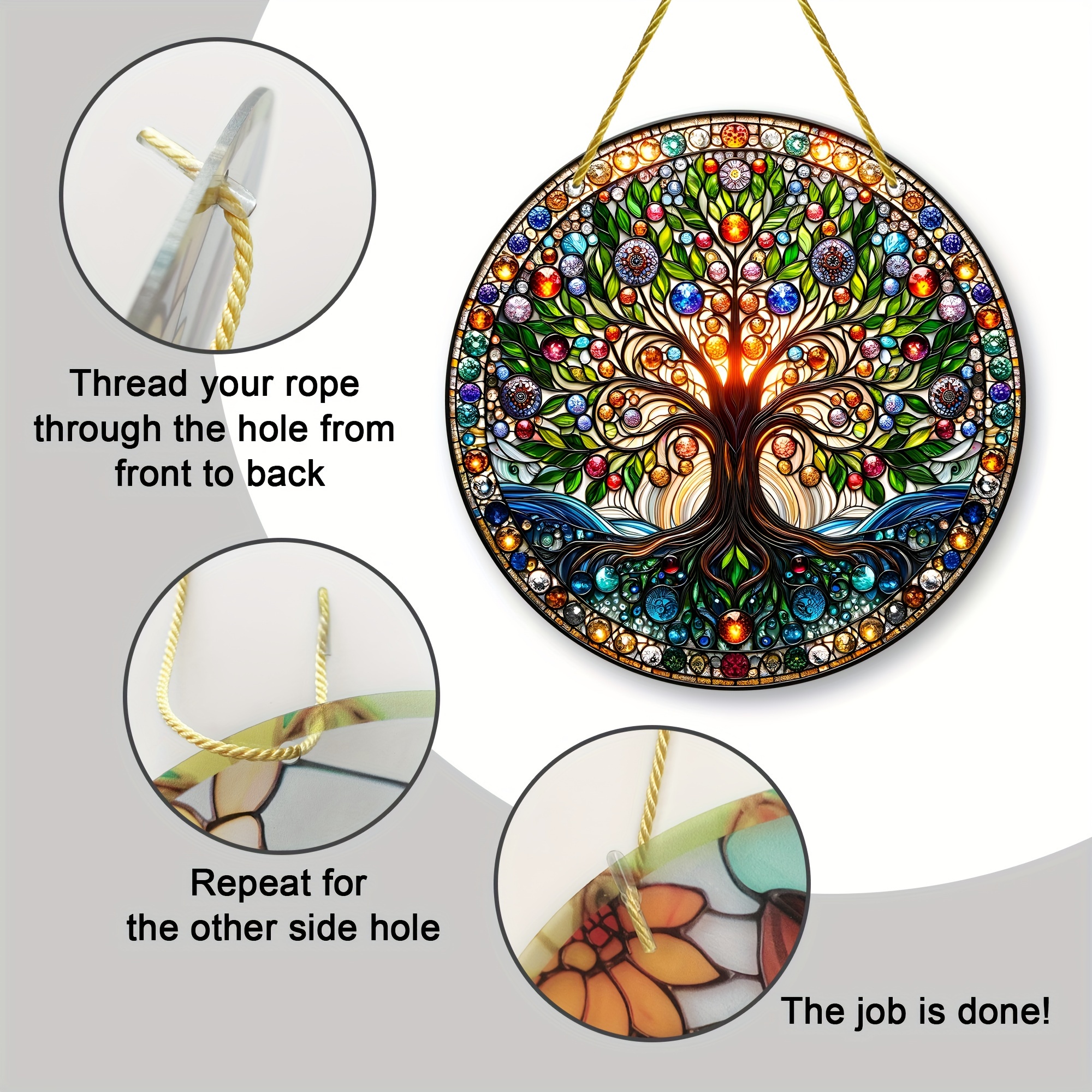 life tree decorative stained 8 inch diameter high quality pre drilled holes smooth rounded corners suitable for indoor and outdoor use ideal gift for birthdays housewarmings and more details 2