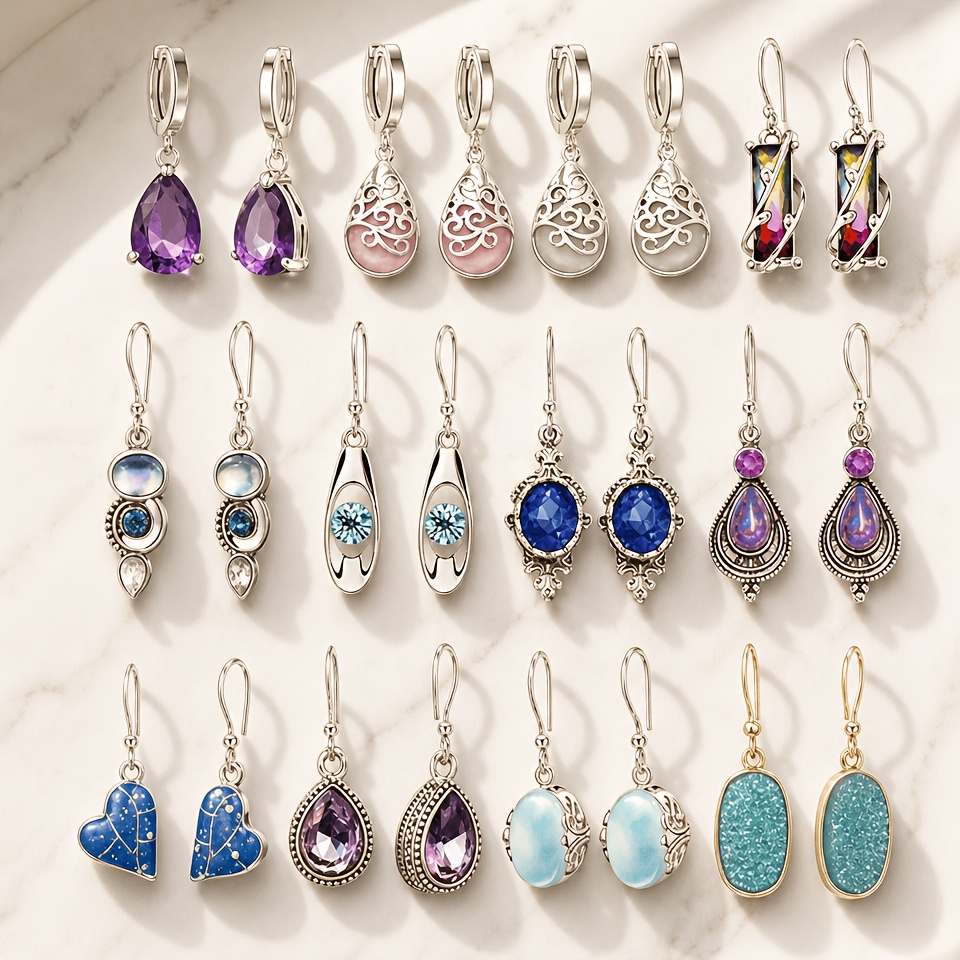 TEMU A Set Of Exquisite, Elegant, Fashionable, And Luxurious, Versatile And 12 Pairs Of Women's Ear Clips, Featuring A Unique And High-end Design