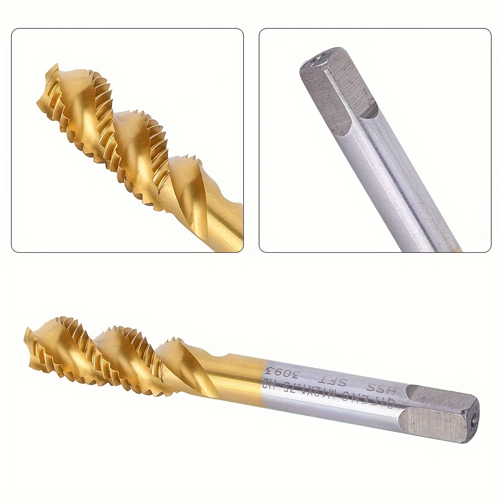 M12x1.75mm Highspeed Steel Spiral Fluted Tap, Hss Screw Tap Drill Bit
