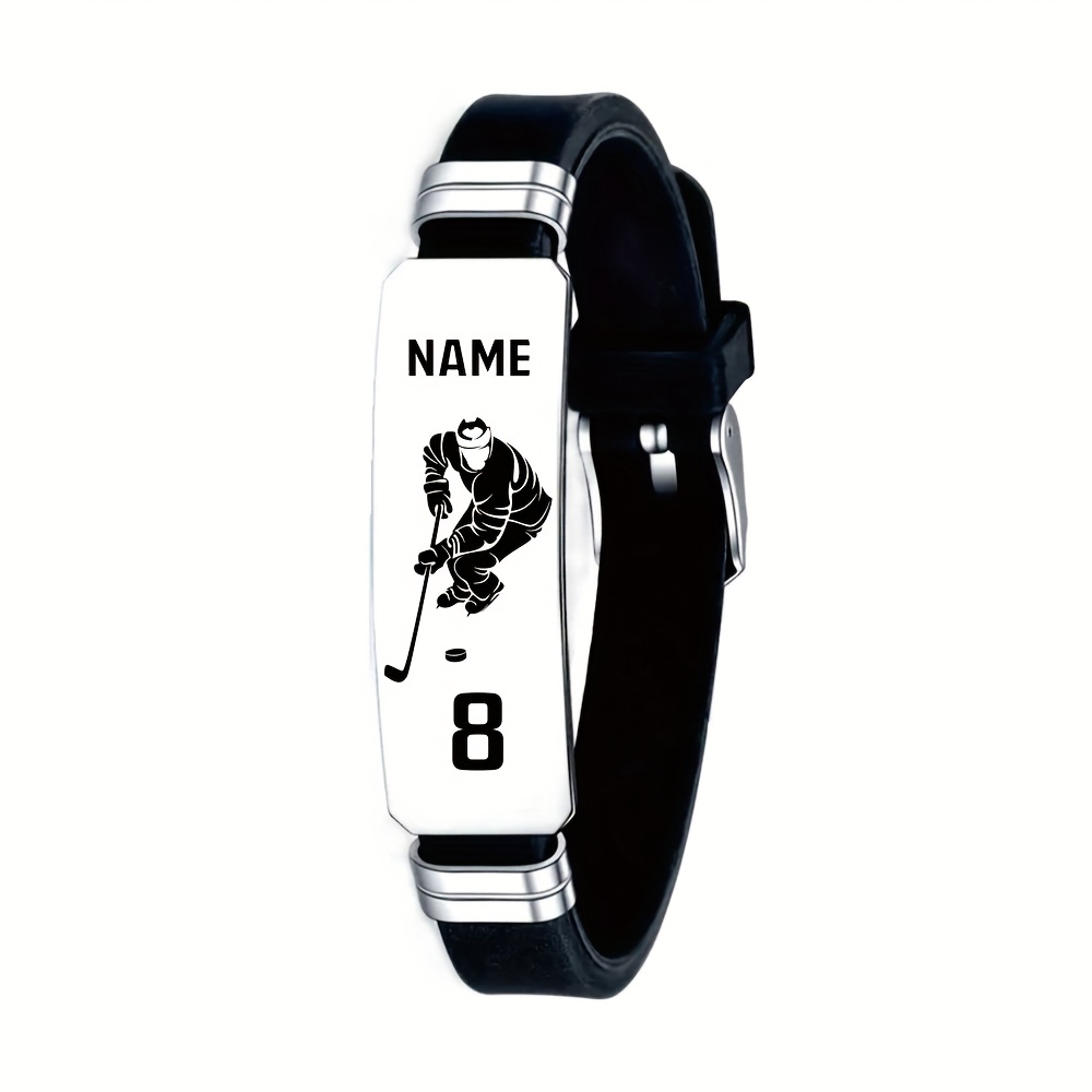 TEMU Muñequeras personalizadas de hockey sobre hielo individuales o de equipo, accesorios para entusiastas del hockey sobre hielo, recuerdos de