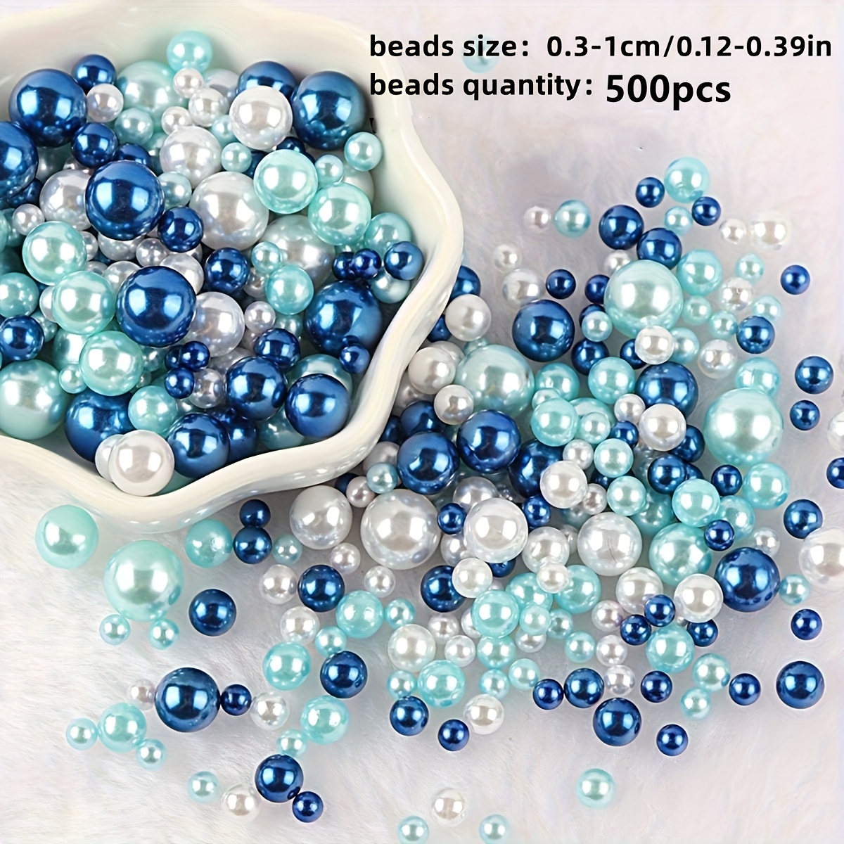 TEMU Ensemble de 500 perles colorées, perles rondes colorées de taille en matériau ABS de 3 à 10 mm avec trous, adaptées à la fabrication de bijoux