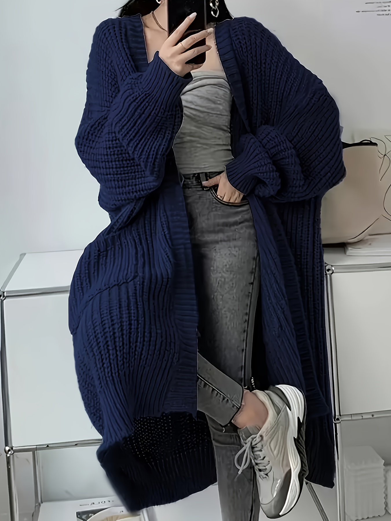 womens long sleeve cardigan elegant sweater non stretchy fabric for fall winter layering office party everyday outfits womens clothing cardigan sweater casual wear textured knitwear fall   design durable material Product details 12