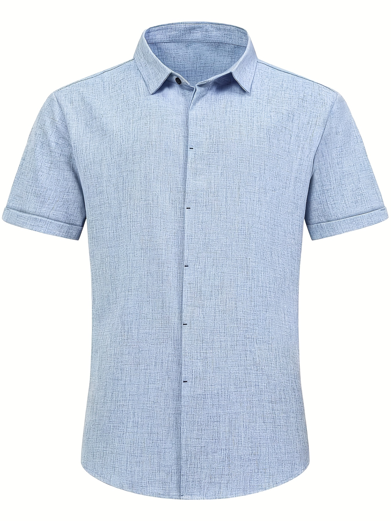 Camisa Casual de Cuello Giratorio para Hombre en Color Sólido, Ideal para Oficina, Salidas, Negocios, Vacaciones y Playa - Imagen 7