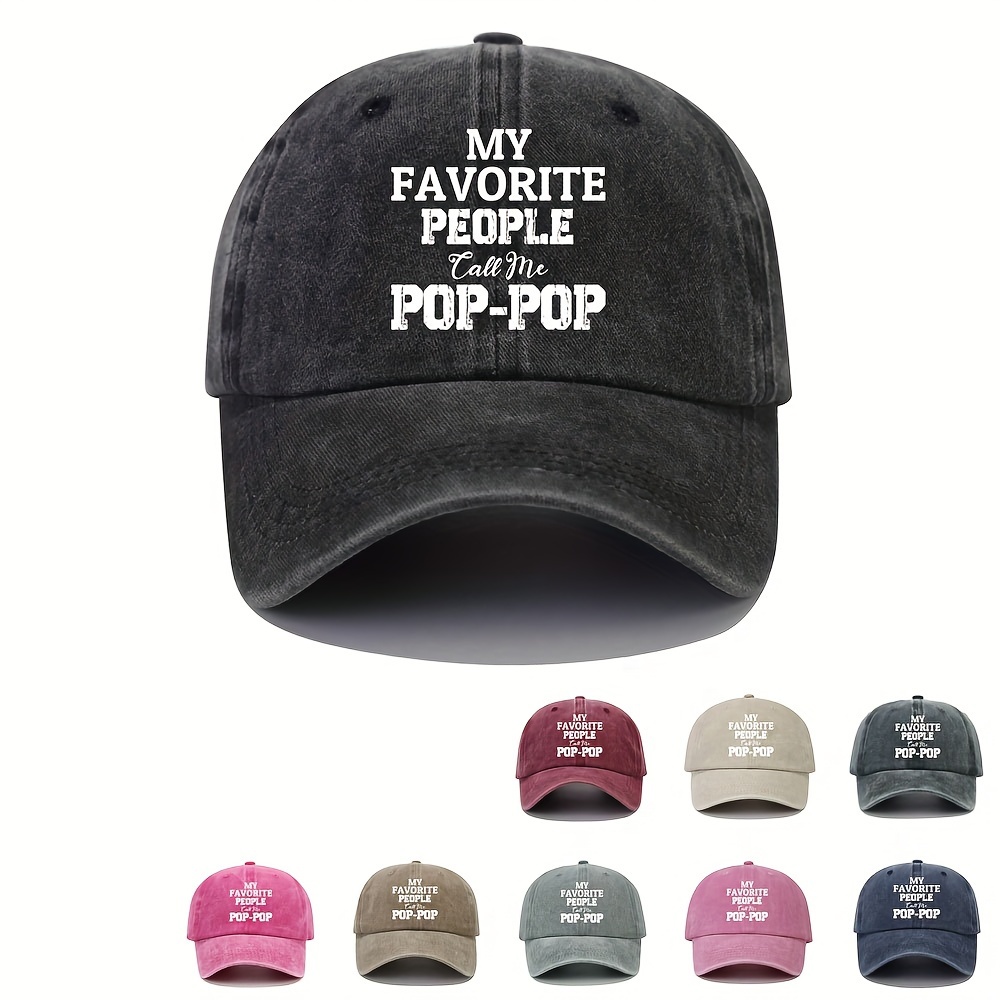 

Pop-pop Printed Washed Cotton Baseball Cap - Adjustable, Lightweight & Stylish Dad Hat For Men And Women