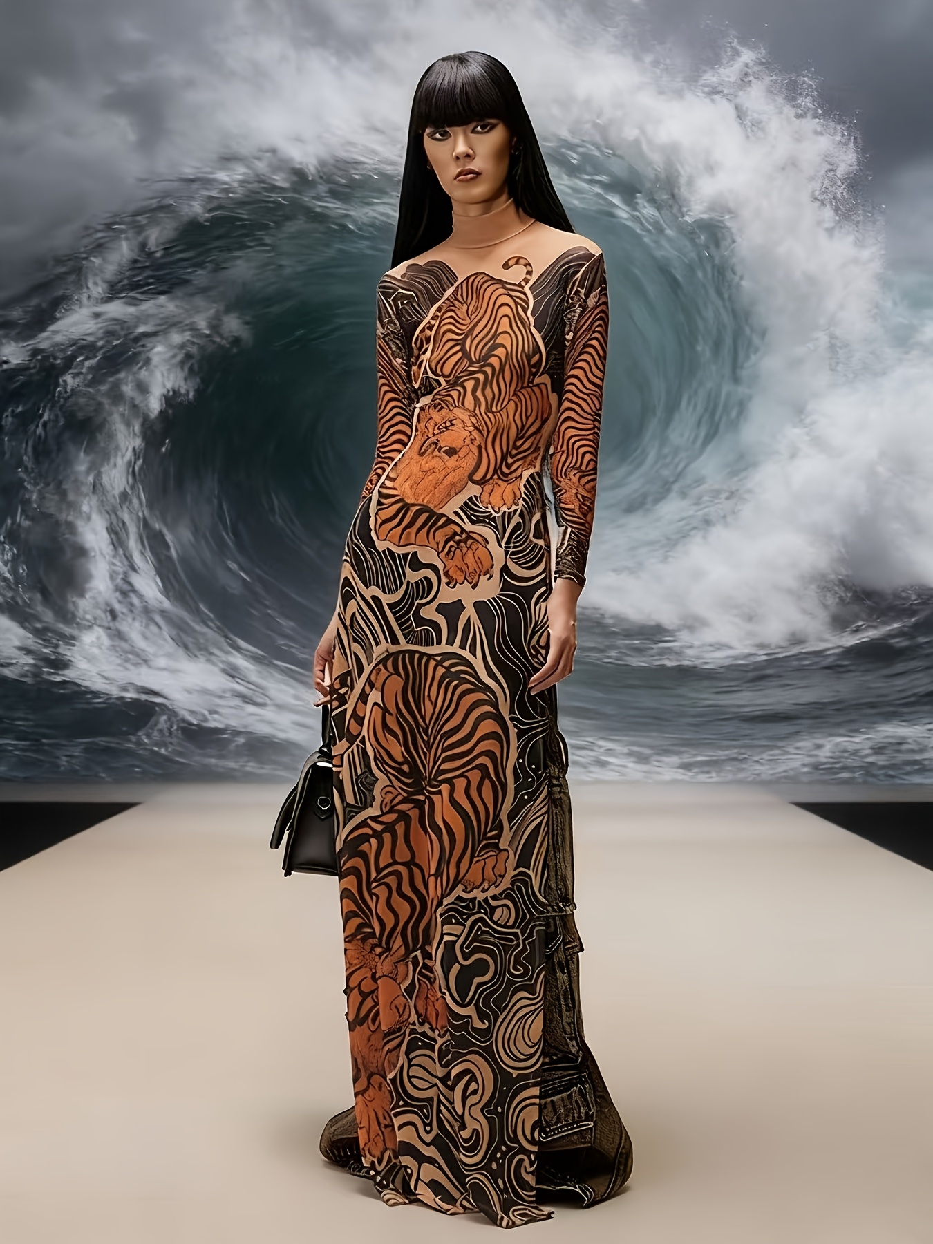 knee length dresses for ladies Shop Artsy Black Funky Dress Online main image 0