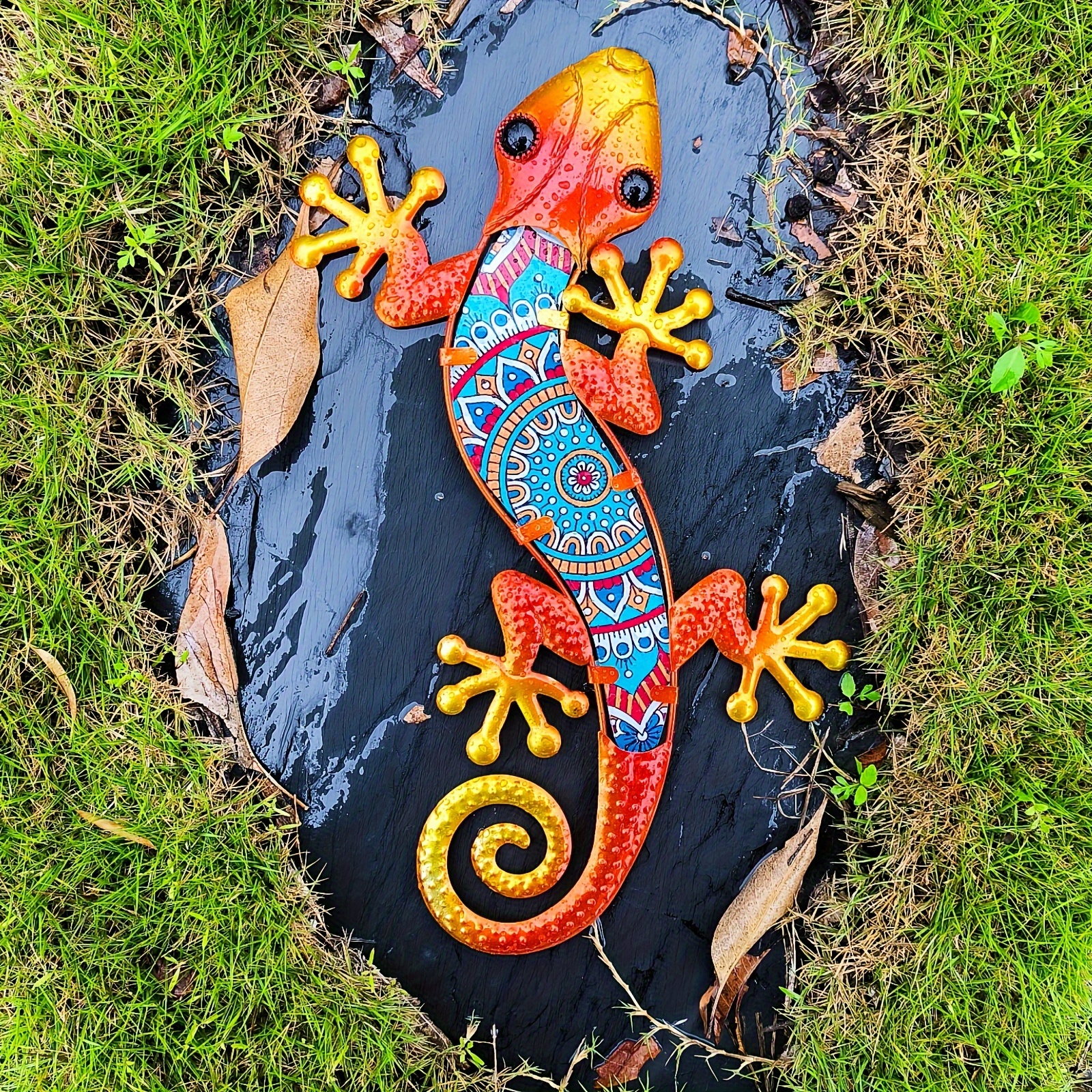 

Art Deco Metal Lizard Wall Art Statue - Outdoor Indoor Garden Wall Hanging Sculpture, Animal Theme, Easter Occasion, No Battery Required, Reptile Statue Type For Patio Bedroom Living Room Fence Decor