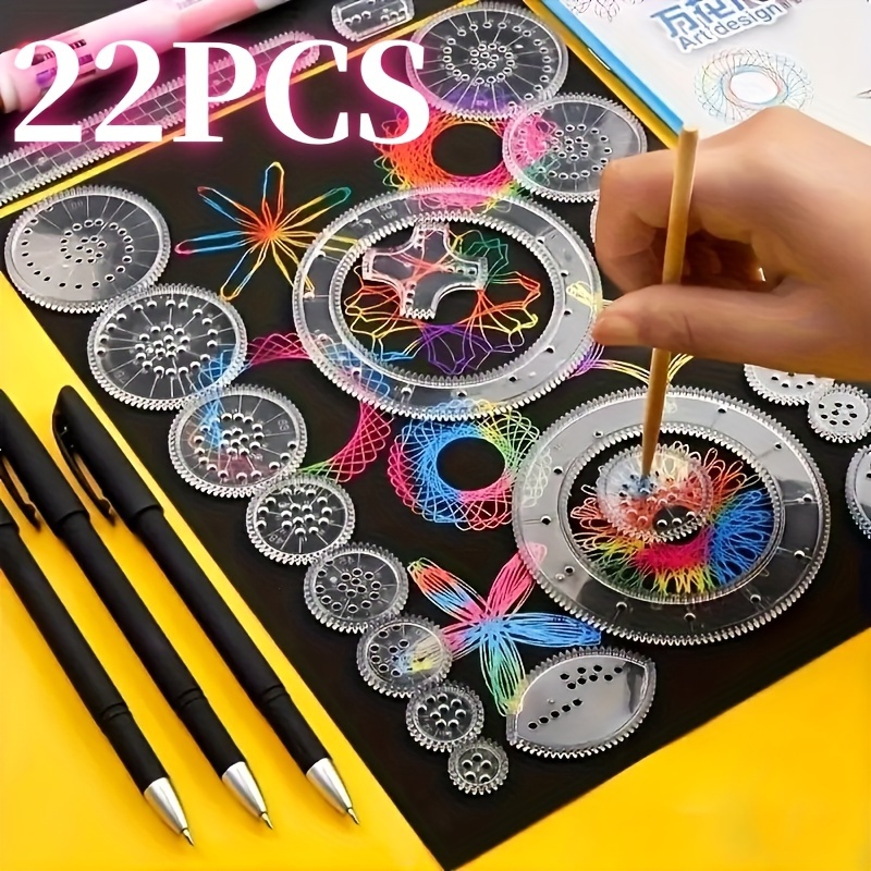 

Value Pack 22pcs Professional Versatile Ruler Set: Using Transparent Magic Templates To Create Stunning Spiral Diagrams