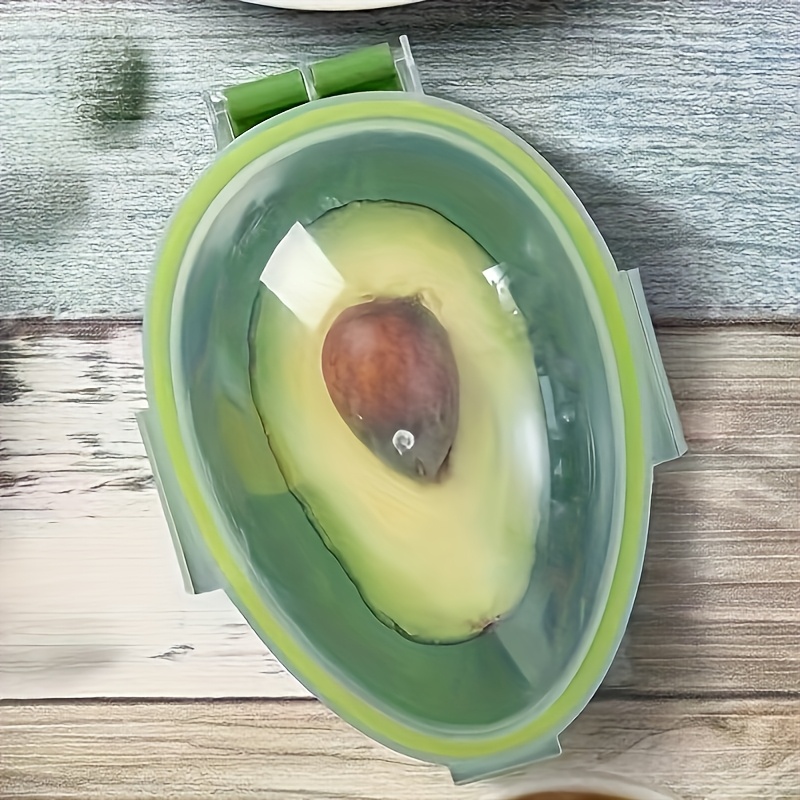 TEMU Reusable Avocado Preservation Container - Plastic Flip Cover Fresh Cabin, Suitable For Avocados, Multi Functional, Dishwasher Safe, Rectangular