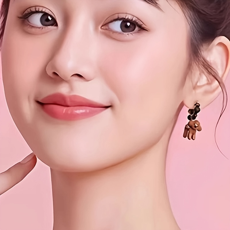 Cute Pet Teddy Bear Stud Earrings, High-End Design