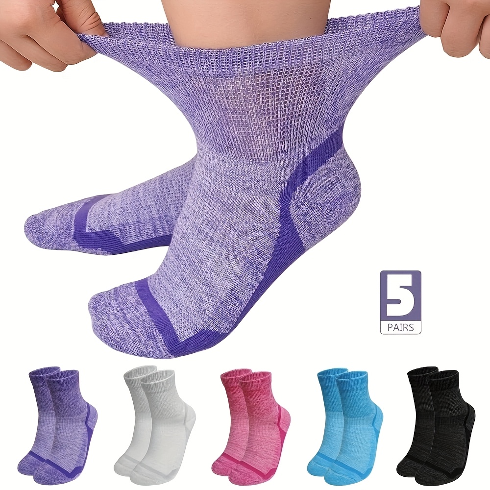 TEMU 5 Pairs Loose Top Socks For Men And Women, Non-binding Breathable Crew Socks
