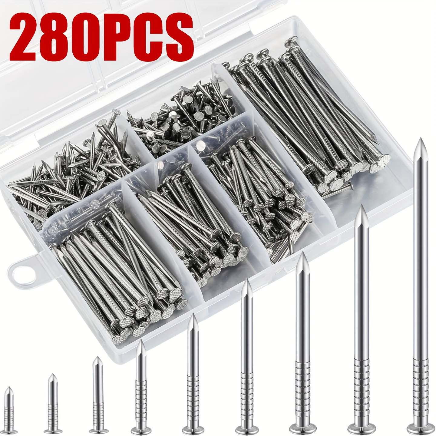 E-shop 140/280 Stück Hardware Nagel Klassifizierungsset, Nägel, Holzbearbeitungs Nägel, Nägel mit Aufbewahrungsbox