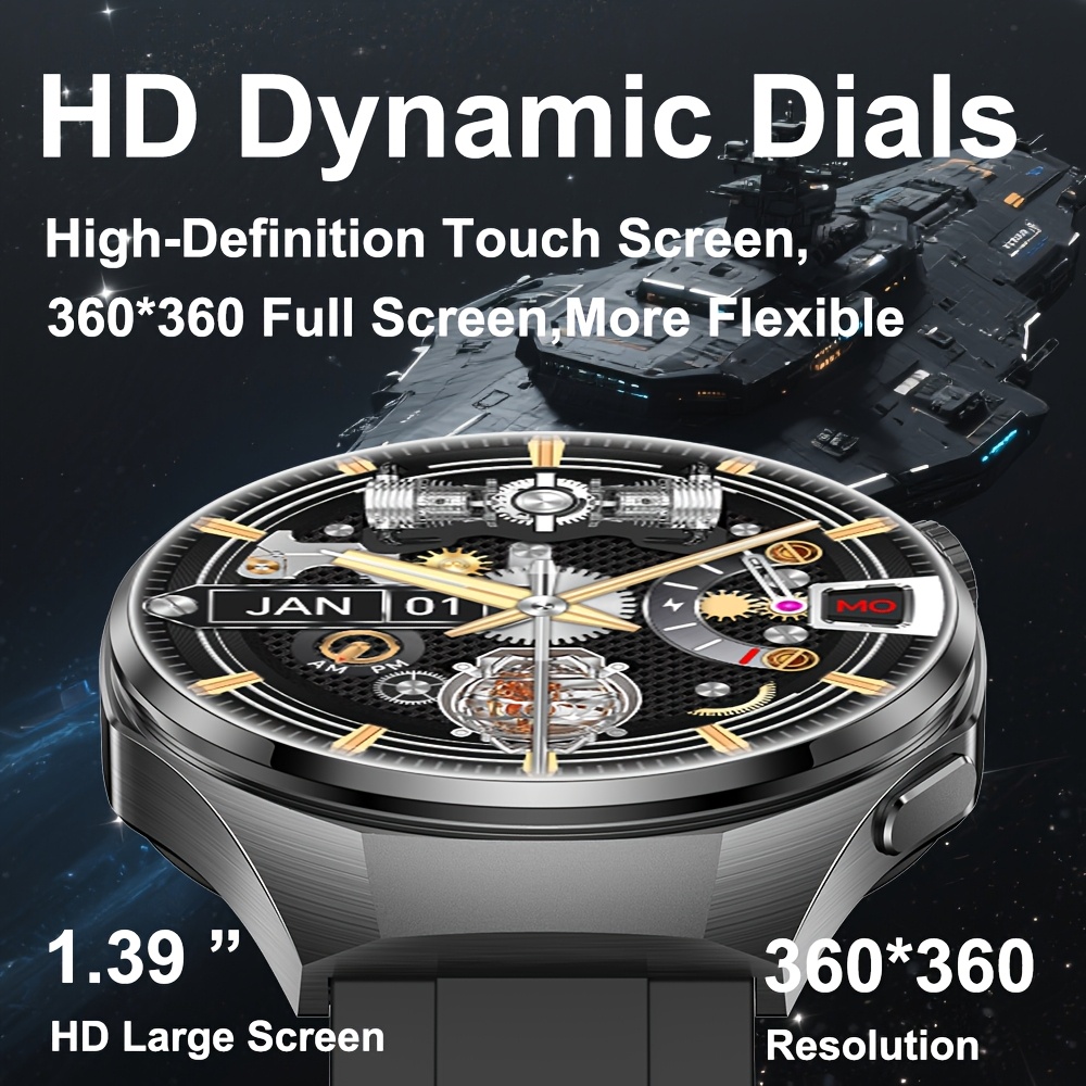 reloj inteligente deportivo para hombres   - función de   inalámbrica, pantalla hd táctil completa,   deportivos múltiples, contador de   y calorías, correa de silicona recargable por usb - regalo ideal para él, dispositivo de comunicación|reloj de cara redonda|reloj con correa de silicona