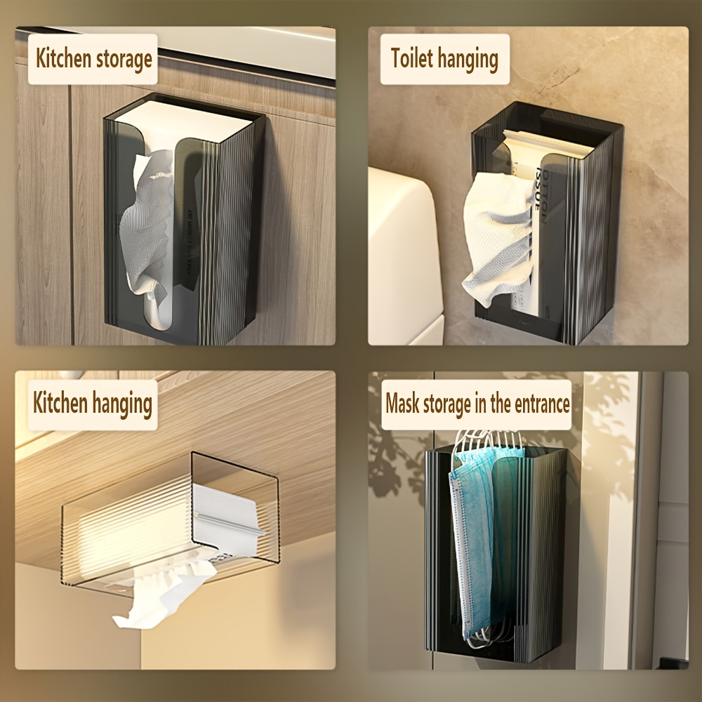 1 delicate transparent tissue box   in clear black u shaped wide mouth design suitable for kitchen towels toilet paper multi functional hanging storage   for minimalist   and pursuers Product details 0