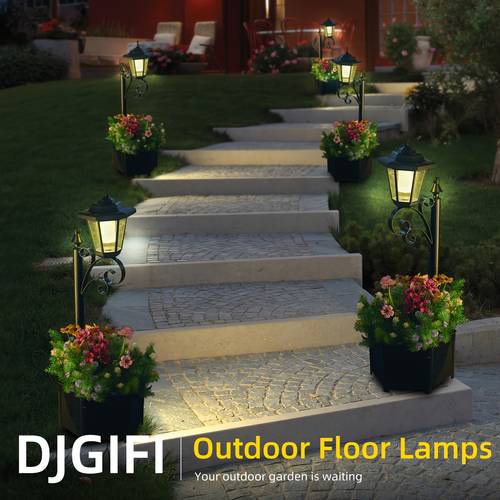 item picture 2 in 1 solar planter with led light 29 53cm tall outdoor flower pot garden lantern automatic dusk to dawn lighting no wiring needed for patio porch pathway entryway