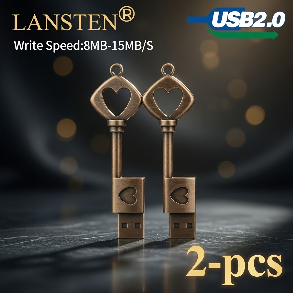 TEMU LansTen 2 pezzi Chiavetta USB 2.0 ad velocit� 8GB/16GB Velocit� di scrittura 8MB-/S - chiavetta di memoria originale per pz/Laptop/Tablet, audio