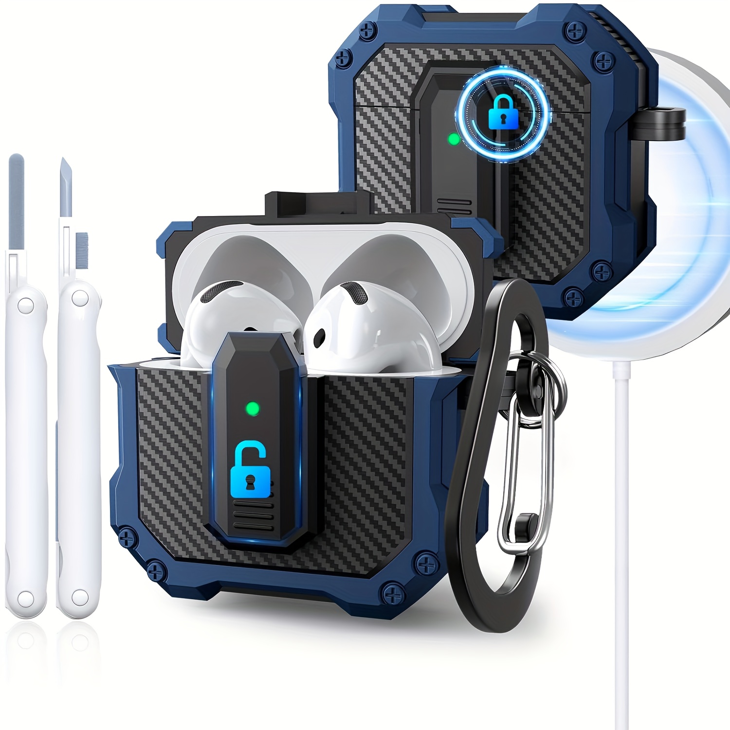 TEMU Compatible With Airpods 4 Case Cover Tpu Shockproof Airpods Case For Men Women With Lock  Cleaner Kit Full Protective Skin 4 Case For 4