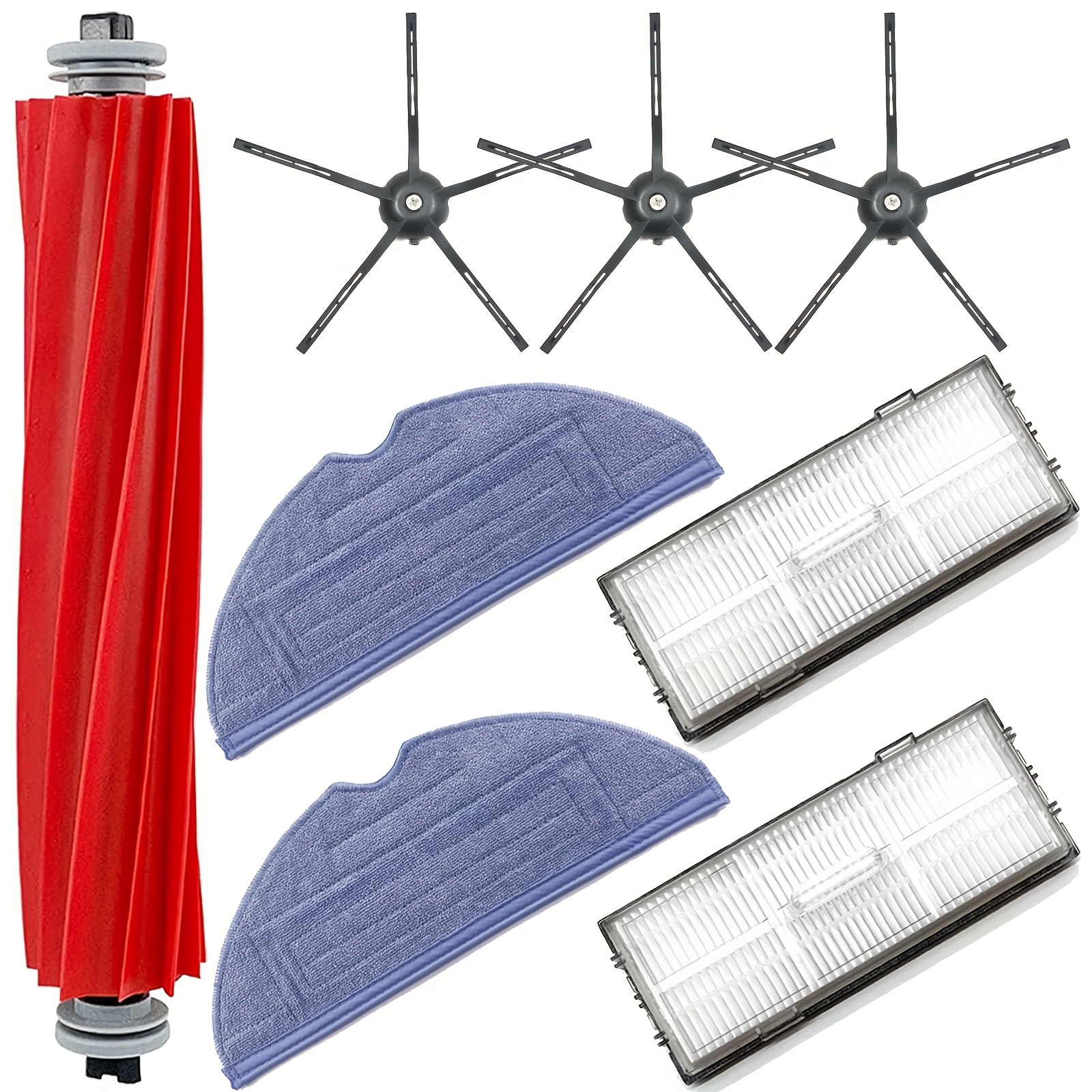 Replacement Parts For S7, S7+, S7 Maxv, S7 Maxv Plus, T7s, T7 Plus, T7s Plus Robot Vacuum, 1 Roller Brush, 2 Filter, 3 Side Brush, 2 Mop Cloth
