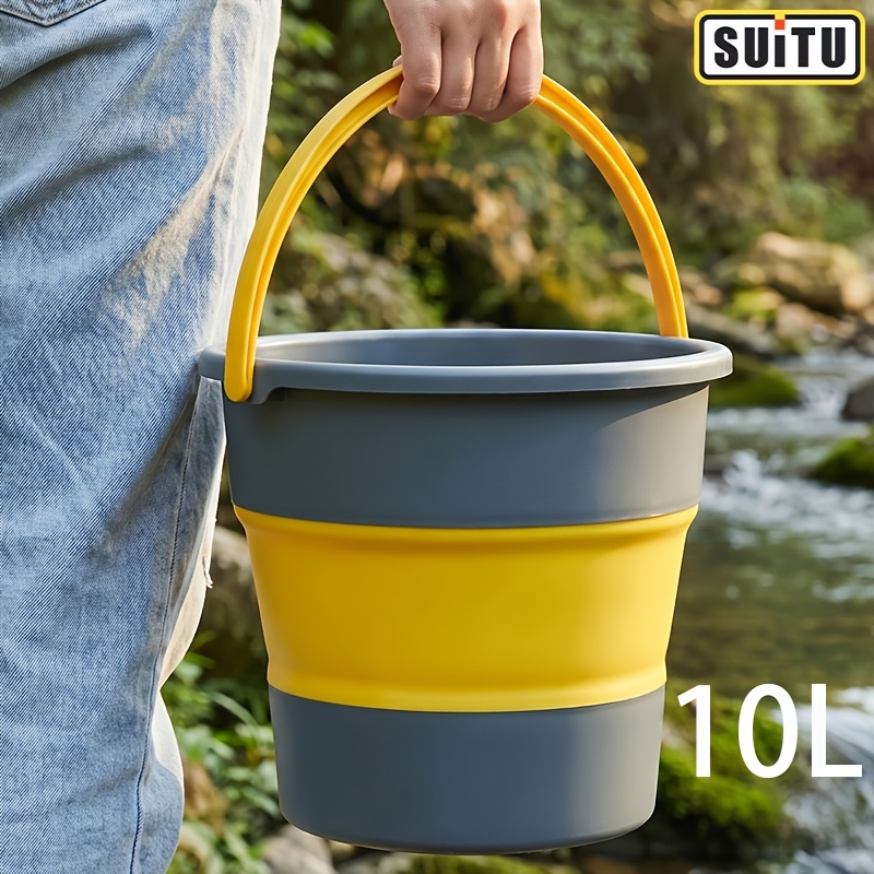 Image of Foldable Portable Water Bucket Lightweight Space- Bucket With Strong Handle, Ideal For Camping Car Washing Home Outdoor Use