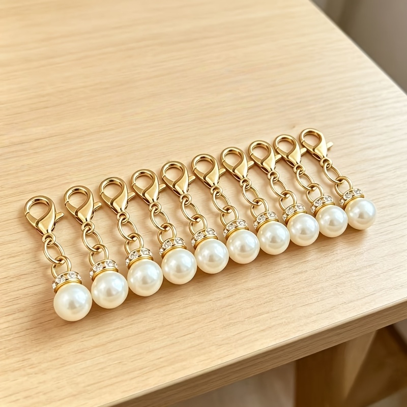 Image of 10pcs Light Luxury Versatile Shoe Buckles, Bag Accessories, Keychains, Lobster Clasp Pendants With Rhinestones, Fashionable Bag And Shoe Charms, For