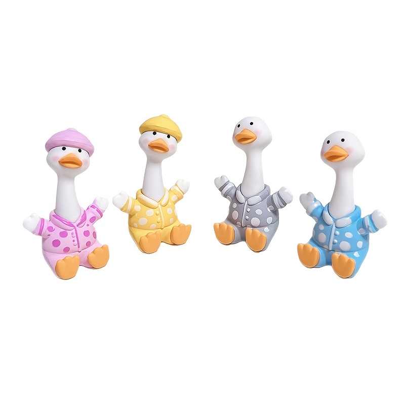 E-shop 4er-Set n nickende fröhliche Entenfiguren, , Mini-Landschaft, Auto-Armaturenbrett-Ornament, süße bezaubernde Ente, perfektes Feiertagsgeschenk,