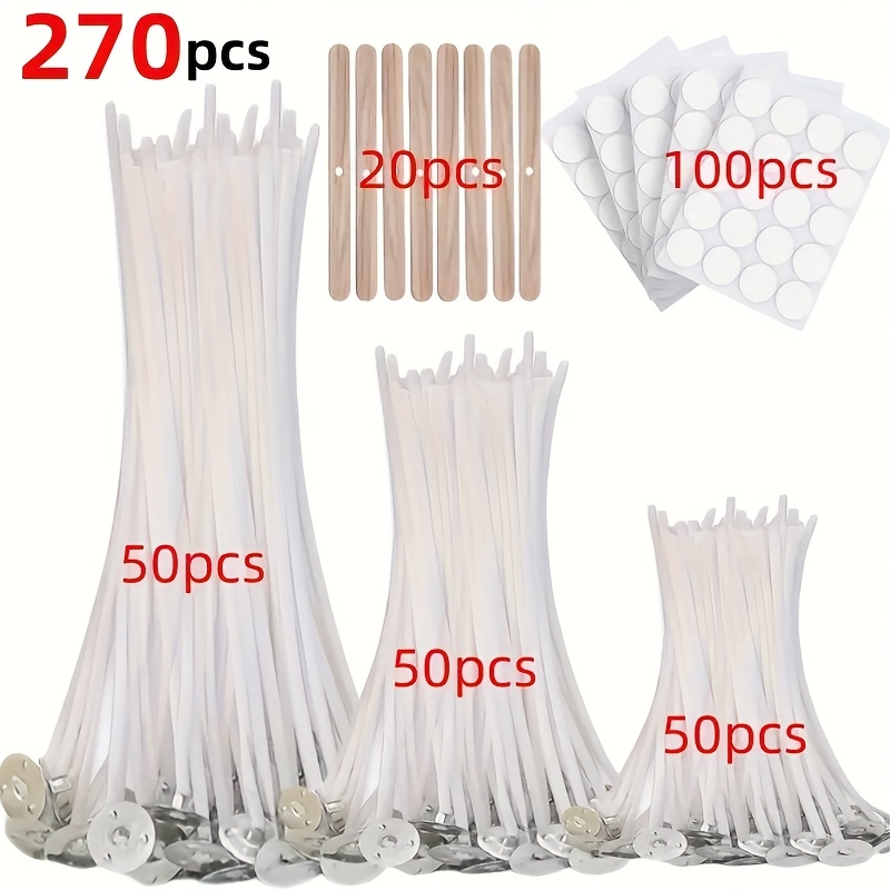 Image of New 270pcs Candle Wick Support Bracket Set -2.6/9/15cm, With 20 Candle Wick Brackets And 100 Labels - Smoke-free Burning, Diy Candle Making Supplies, Candle Making Accessories