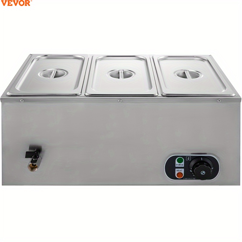 

Vevor Electric 3- Warmer, 850w, Countertop Table, 15cm Deep, Stainless Steel, 7 Quart/pan, Ideal For Catering & Restaurants