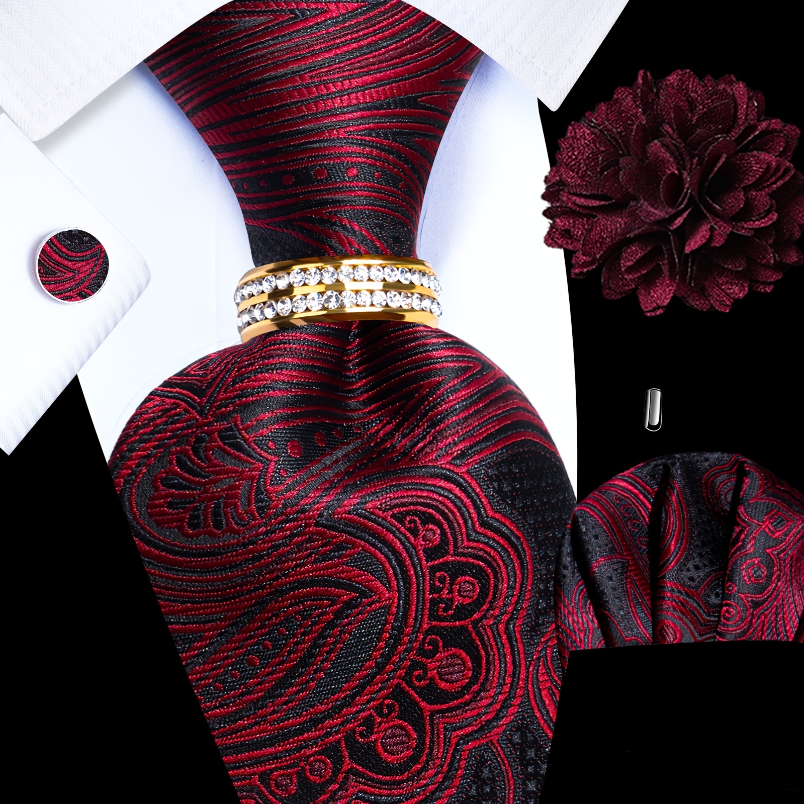 Ensemble de cravate rouge foncé -243+16