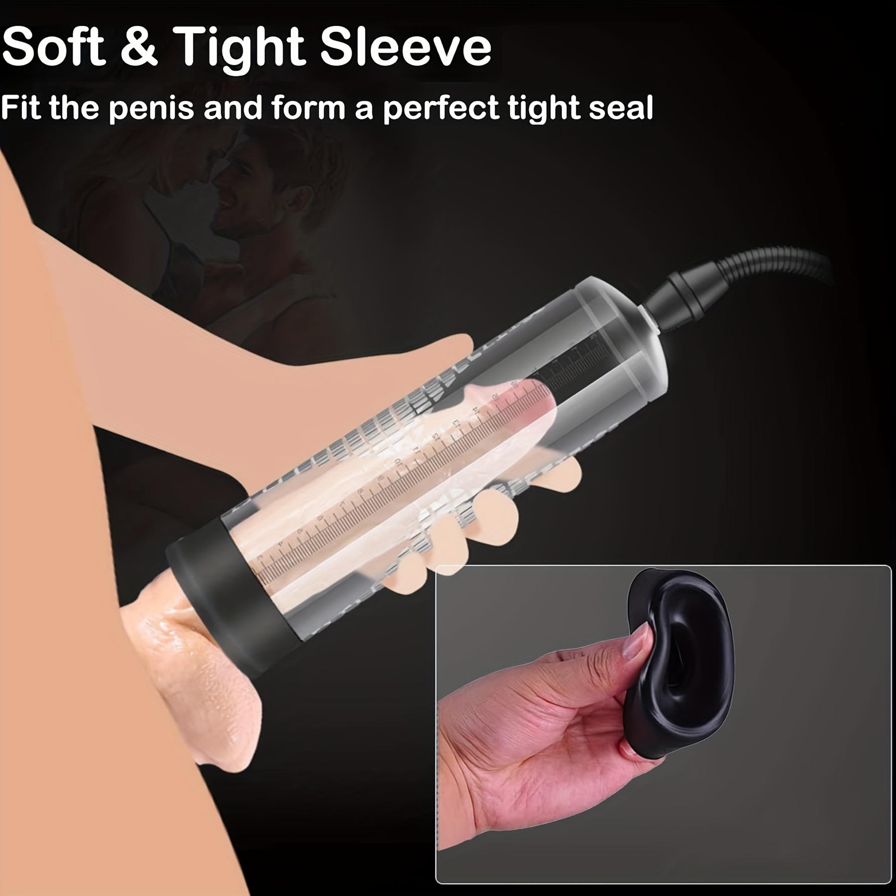 1pc 7.28 Inch Manual Vacuum Penis Pump Training Penis Exerciser Penis Stretching Trainer Men's Sex Toys With Different Size Sleeves