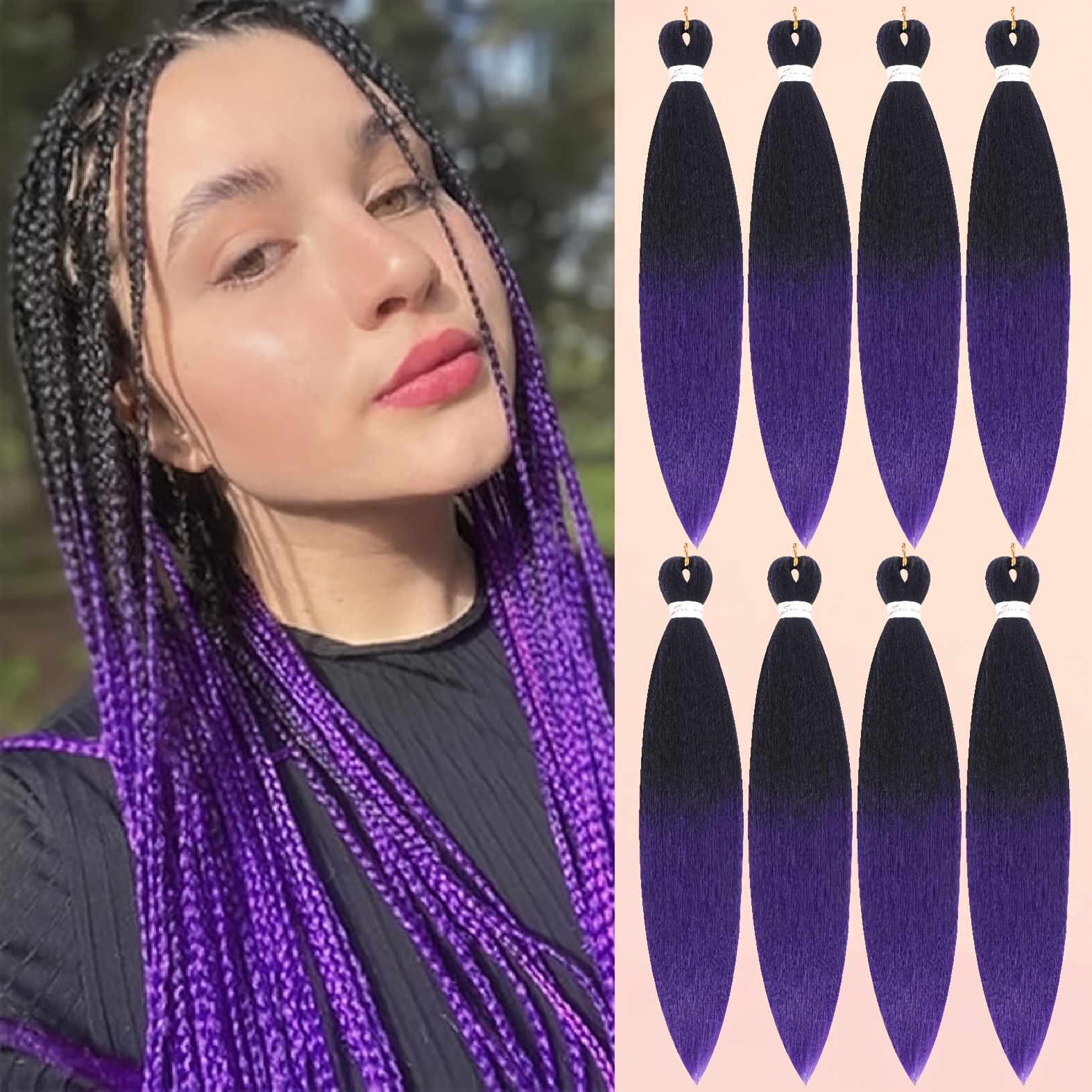 Image of 16-inch Pre-stretched Hair, 8 Packs Of Easy-to-use Hair, Professional Soft Texture Extensions That Set With Hot Water