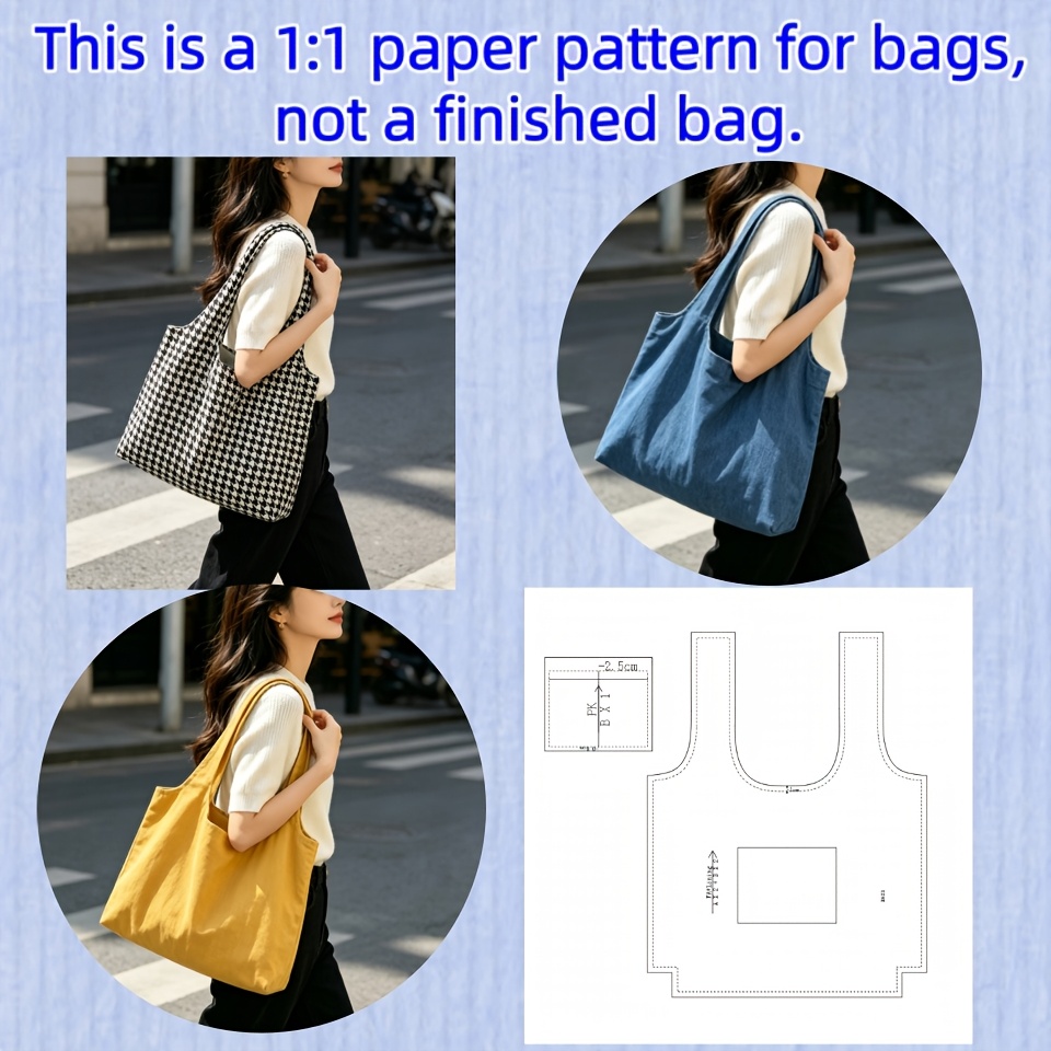 TEMU Fashion Minimalist Style Large Capacity Bag Handbag Sewing Pattern (pattern For Making, Not Finished Clothing) Suitable For And Making Bags With