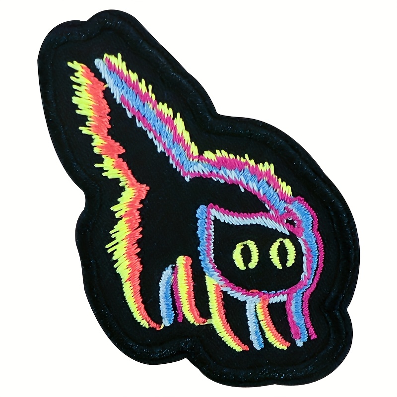 E-shop Einzelpack Halloween Bunte Gestickte Schwarze Katze Aufnäher, für , Heißschmelzklebe Stoffaufnäher für Kleider Dekoration Zusätze
