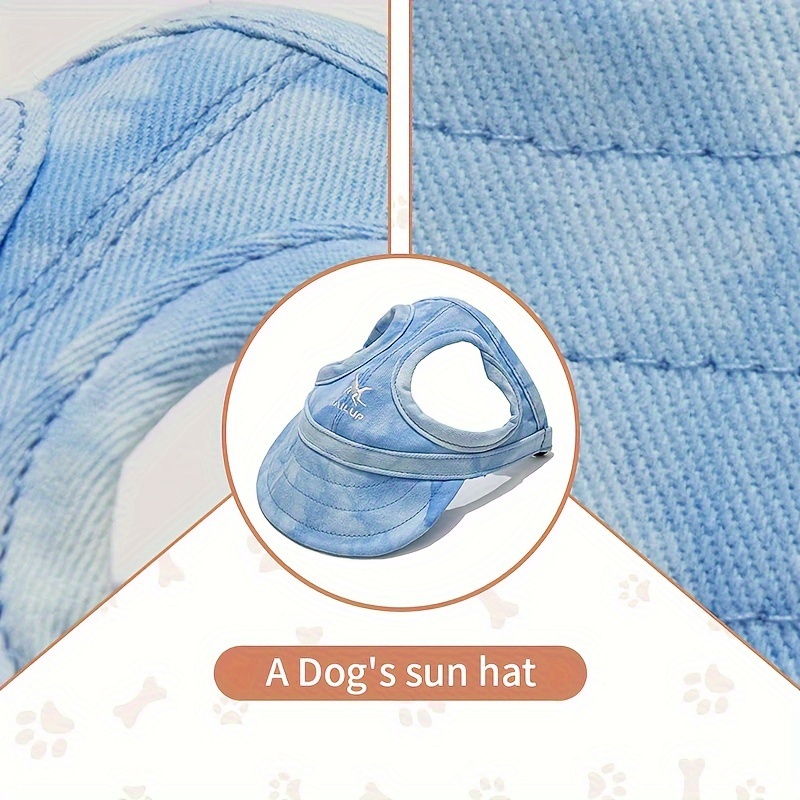 1pc Adjustable Dog Baseball Cap with Ear Holes - Breathable Sun Protection Hat for Small to Medium Dogs, Black with White Logo, Outdoor Pet Accessory, Dog Hat, Adjustable Headgear, Durable Pet Wear
