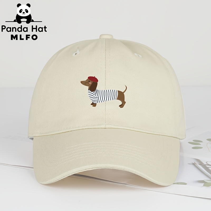 TEMU Esta adorable gorra de béisbol un estampado de perro salchicha y diseñada para uso casual y elegante. Es unisex, ajustable, , transpirable y