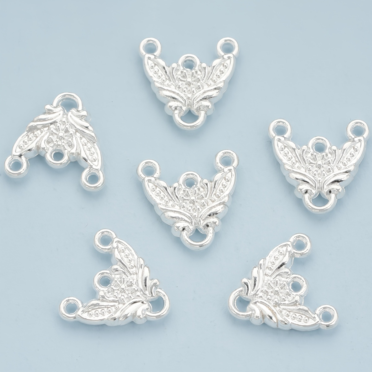 30pcs Multi-Hole Pattern Zinc Alloy 3D Texture Connectors for DIY Jewelry